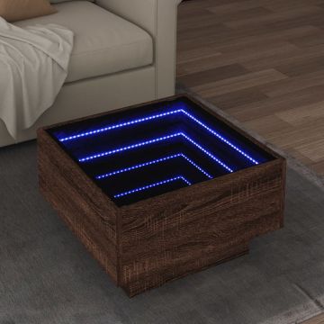 Gossi masuta de cafea cu led stejar maro 50x50x30 cm lemn prelucrat