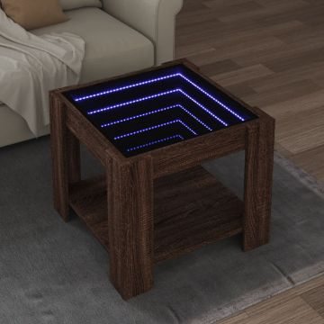 Gossi masuta de cafea cu led stejar maro 53x53x45 cm lemn prelucrat
