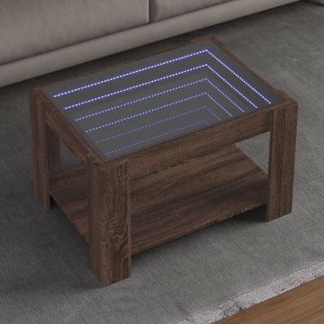 Gossi masuta de cafea cu led stejar maro 73x53x45 cm lemn prelucrat