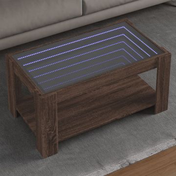 Gossi masuta de cafea cu led stejar maro 93x53x45 cm lemn prelucrat