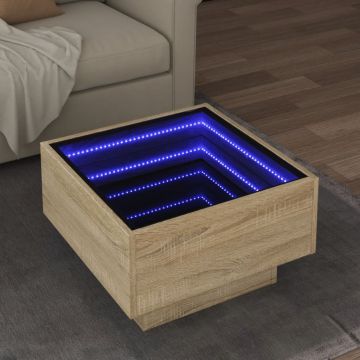Gossi masuta de cafea cu led stejar sonoma 50x50x30 cm lemn prelucrat