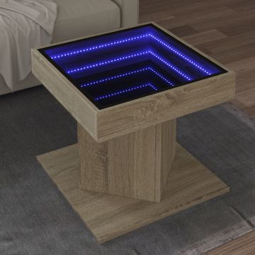 Gossi masuta de cafea cu led stejar sonoma 50x50x45 cm lemn prelucrat