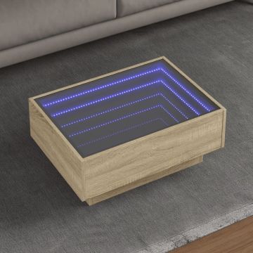 Gossi masuta de cafea cu led stejar sonoma 70x50x30 cm lemn prelucrat