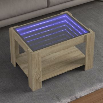 Gossi masuta de cafea cu led stejar sonoma 73x53x45 cm lemn prelucrat