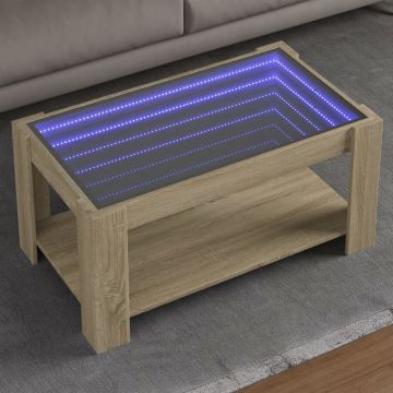 Gossi masuta de cafea cu led stejar sonoma 93x53x45 cm lemn prelucrat