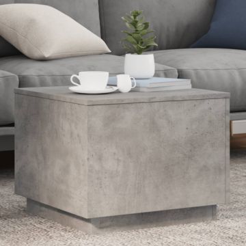 Gossi masuta de cafea cu lumini led, gri beton, 50x50x40 cm