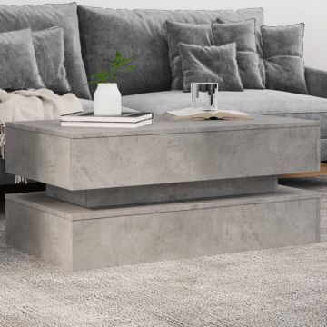 Gossi masuta de cafea cu lumini led, gri beton, 90x50x40 cm