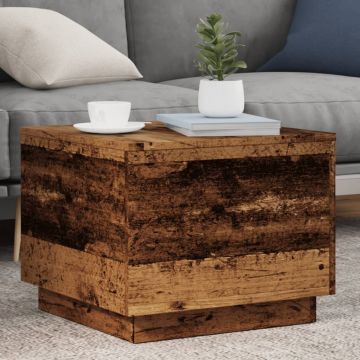 Gossi masuta de cafea cu lumini led, lemn vechi, 50x50x40 cm