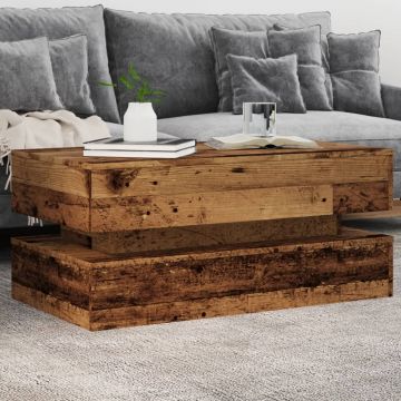 Gossi masuta de cafea cu lumini led, lemn vechi, 90x50x40 cm