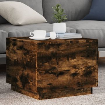 Gossi masuta de cafea cu lumini led, stejar fumuriu, 50x50x40 cm