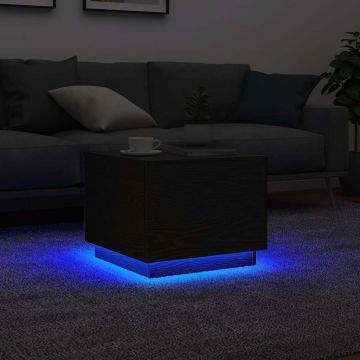 Gossi masuta de cafea cu lumini led stejar negru 50x50x40 cm