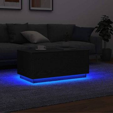 Gossi masuta de cafea cu lumini led stejar negru 90x49x40 cm