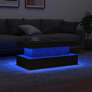 Gossi masuta de cafea cu lumini led stejar negru 90x50x40 cm