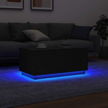 Gossi masuta de cafea cu lumini led stejar negru 90x50x40 cm