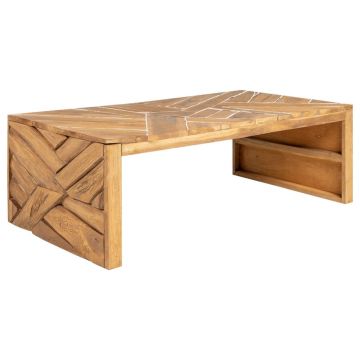 Gossi masuta de cafea, 110x35x38 cm, lemn masiv de tec erodat