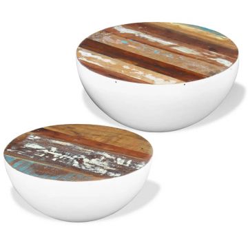 Gossi masuta de cafea, 2 buc., lemn masiv reciclat