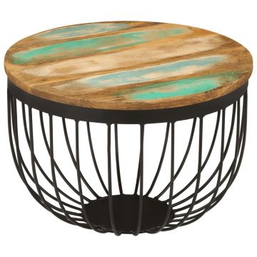Gossi masuta de cafea Ø50x35 cm, lemn masiv recuperat si otel
