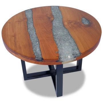Gossi masuta de cafea, 60 cm, lemn de tec si rasina