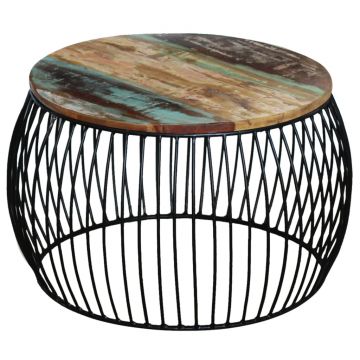 Gossi masuta de cafea, 68x37 cm, lemn masiv reciclat, rotund