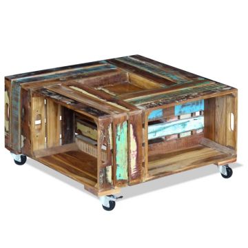 Gossi masuta de cafea, 70 x 70 x 35 cm, lemn masiv reciclat