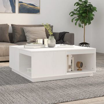 Gossi masuta de cafea, alb, 100x101x40,5 cm, lemn masiv de pin