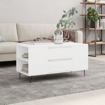 Gossi masuta de cafea, alb, 102x44,5x50 cm, lemn prelucrat