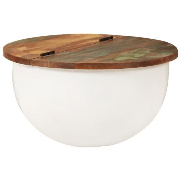 Gossi masuta de cafea, alb, 50x27 cm, lemn masiv reciclat