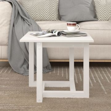Gossi masuta de cafea, alb, 50x50x45 cm, lemn masiv de pin