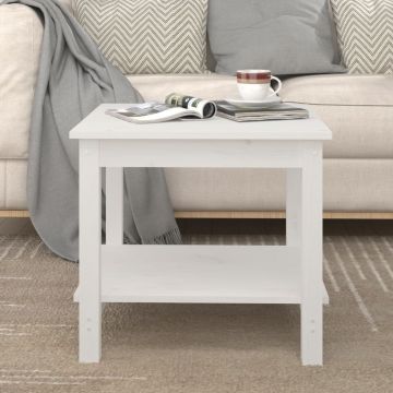Gossi masuta de cafea, alb, 50x50x45 cm, lemn masiv de pin