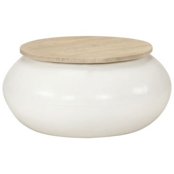 Gossi masuta de cafea, alb, 51x51x27 cm, lemn masiv de mango