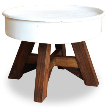 Gossi masuta de cafea, alb, 60 x 45 cm, lemn masiv reciclat
