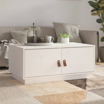Gossi masuta de cafea, alb, 80x50x35 cm, lemn masiv de pin