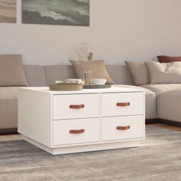 Gossi masuta de cafea, alb, 80x80x45 cm, lemn masiv de pin