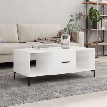 Gossi masuta de cafea, alb extralucios, 102x50x40 cm, lemn prelucrat