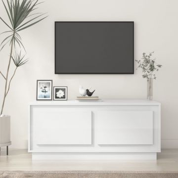 Gossi masuta de cafea, alb extralucios, 102x50x44 cm, lemn prelucrat
