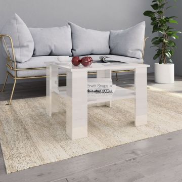 Gossi masuta de cafea, alb extralucios, 60x60x42 cm, lemn prelucrat