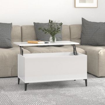 Gossi masuta de cafea, alb extralucios, 90x44,5x45 cm, lemn compozit