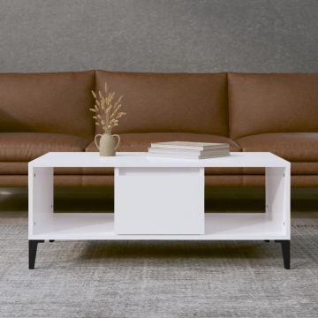 Gossi masuta de cafea, alb extralucios, 90x50x36,5 cm, lemn compozit