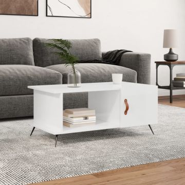 Gossi masuta de cafea, alb extralucios, 90x50x40 cm, lemn compozit