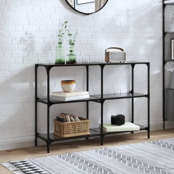 Gossi masuta de cafea, blat din sticla negra, 118,5x30x81 cm, otel