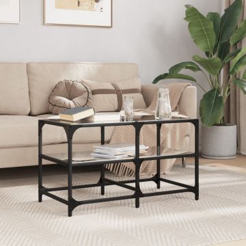 Gossi masuta de cafea, blat din sticla negra, 78,5x40x45 cm, otel