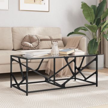 Gossi masuta de cafea, blat din sticla negra, 98,5x50x41 cm, otel