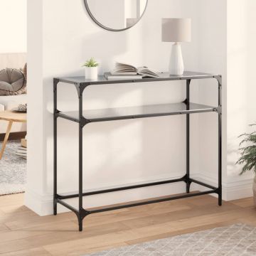 Gossi masuta de cafea, blat din sticla negra, 98x35x81 cm, otel