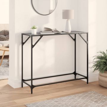 Gossi masuta de cafea, blat din sticla negra, 98x35x81 cm, otel