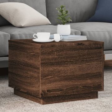 Gossi masuta de cafea cu lumini led, stejar maro, 50x50x40 cm