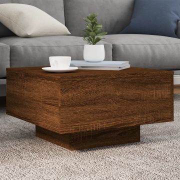 Gossi masuta de cafea cu lumini led, stejar maro, 55x55x31 cm