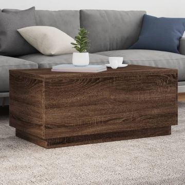 Gossi masuta de cafea cu lumini led, stejar maro, 90x50x40 cm