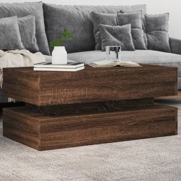 Gossi masuta de cafea cu lumini led, stejar maro, 90x50x40 cm