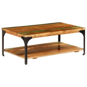 Gossi masuta de cafea cu raft, 100 x 60 x 35 cm, lemn masiv reciclat