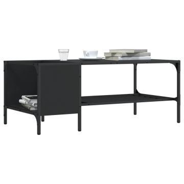 Gossi masuta de cafea cu raft, negru, 100x51x40 cm, lemn